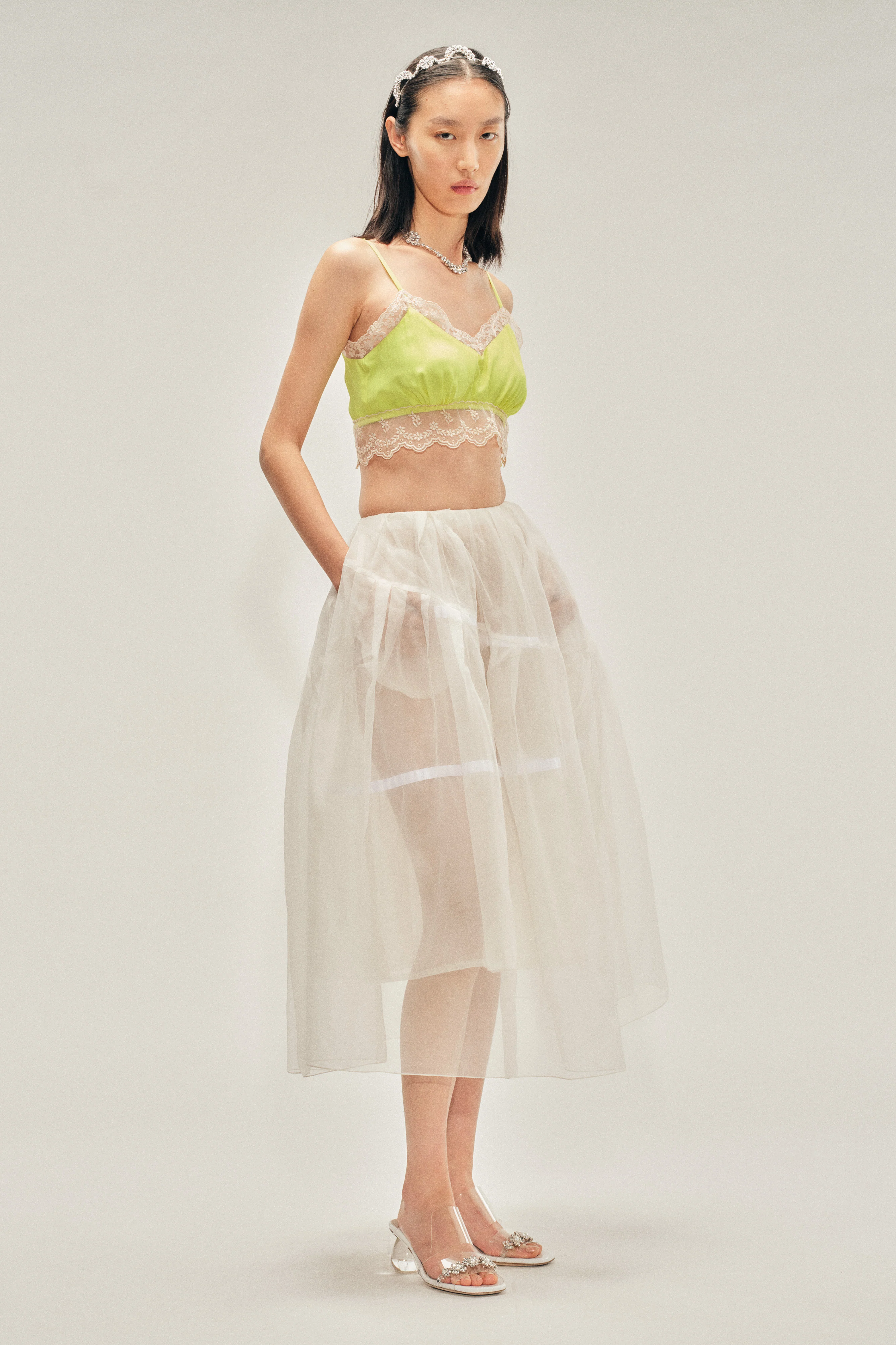 Sheer Overlay Long Flounce Skirt - Image 3