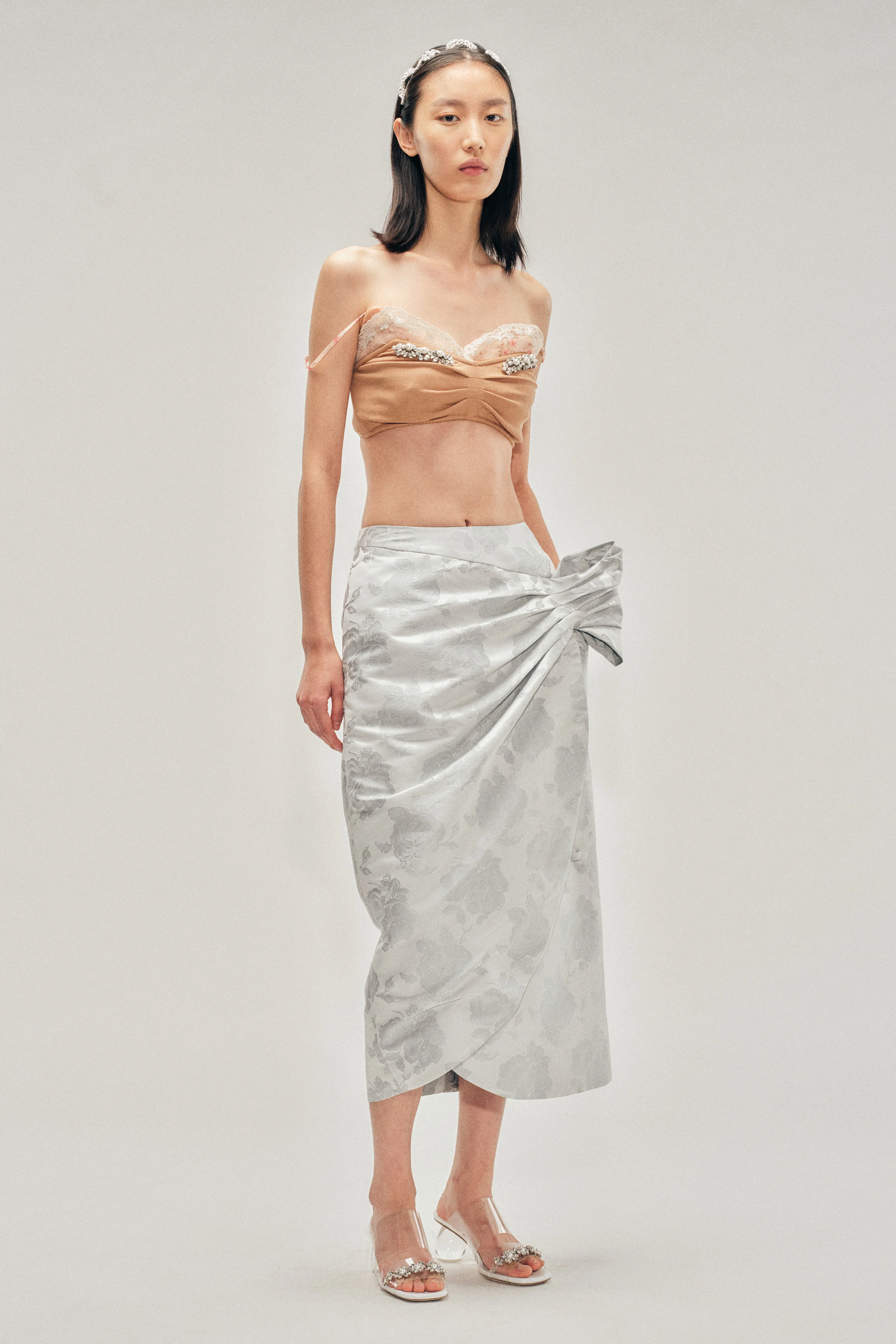 Gathered Flower Sash Skirt