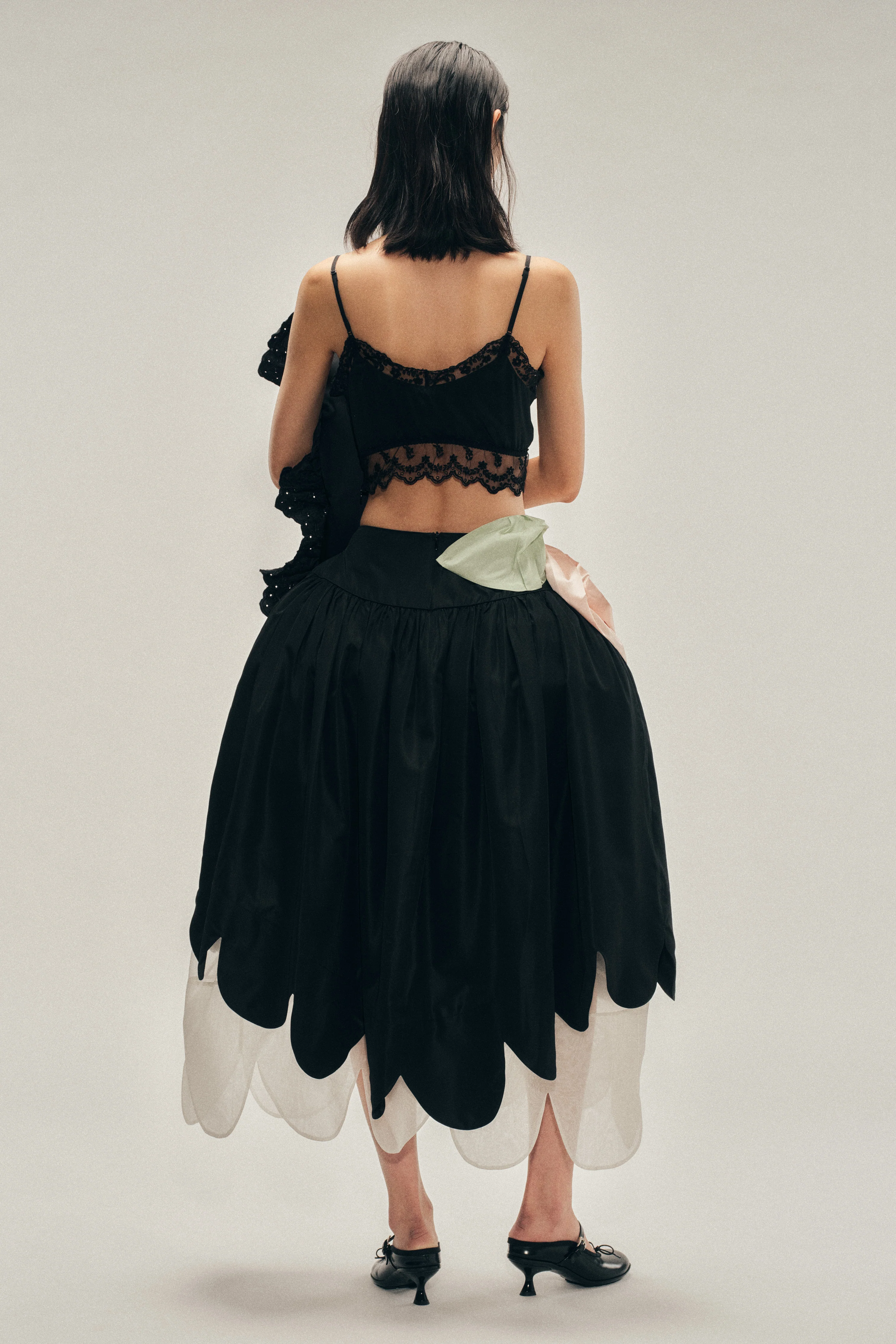 Pressed Rosette Petal Hem Basque Skirt - Image 3