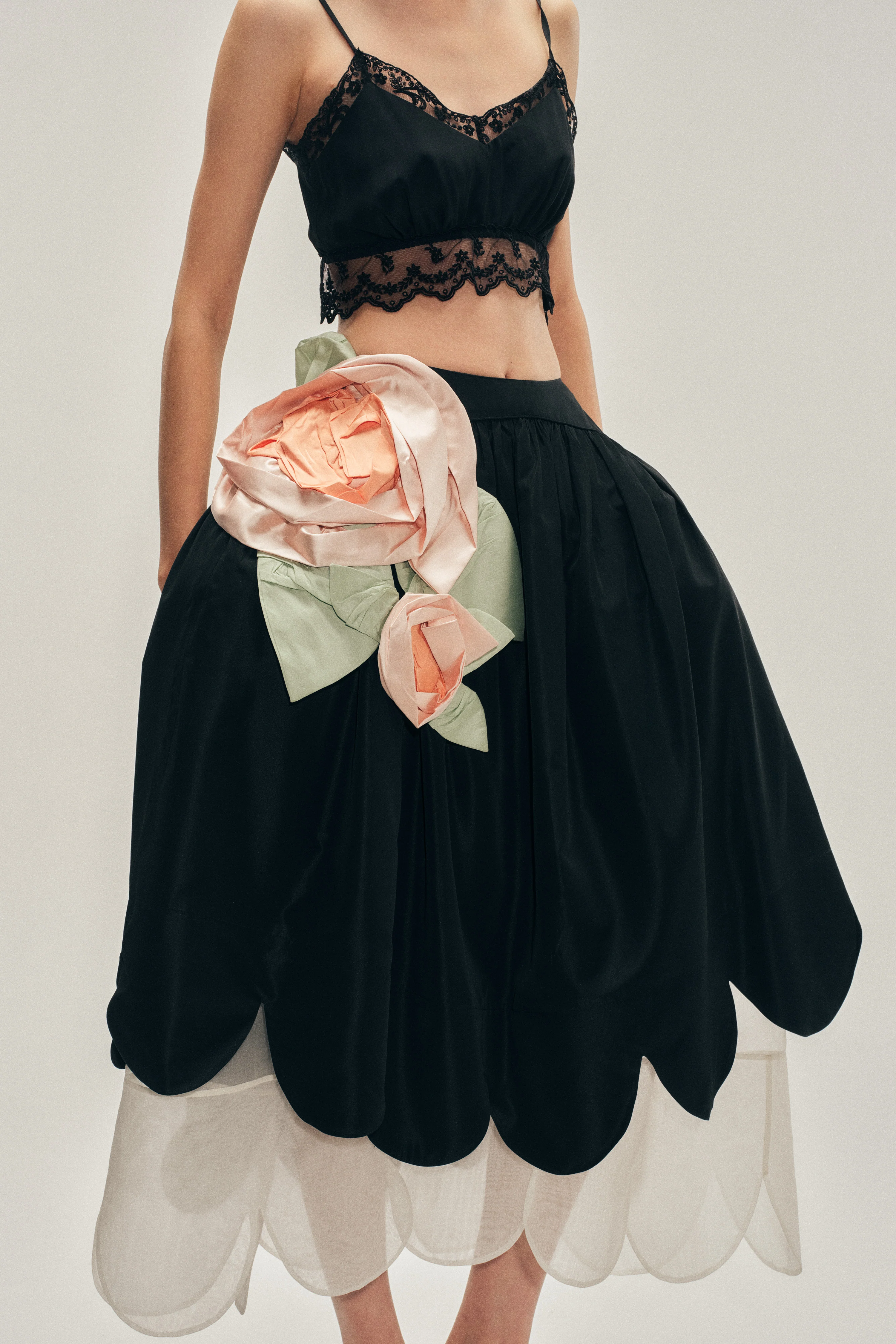 Pressed Rosette Petal Hem Basque Skirt - Image 4