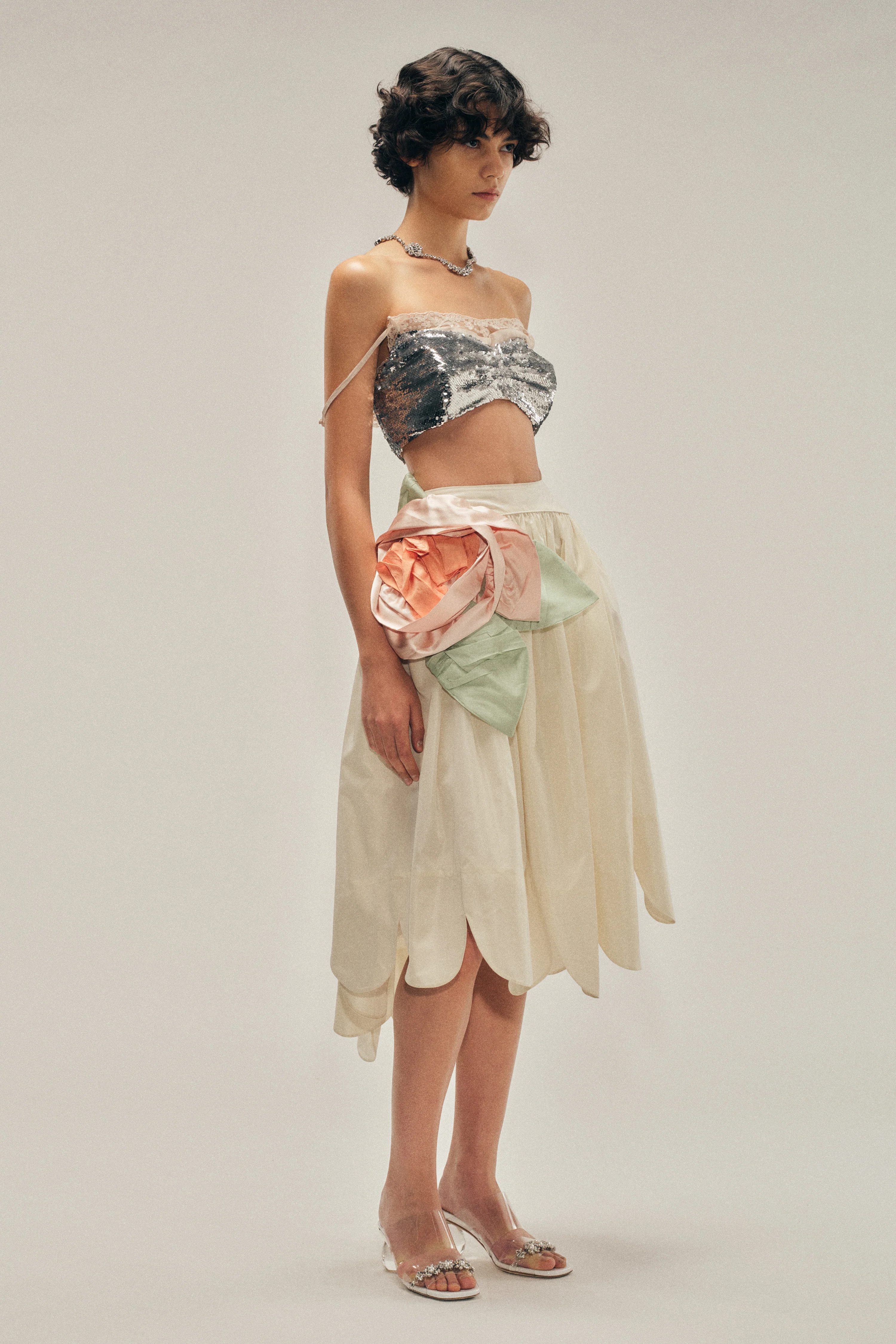 Pressed Rosette Petal Hem Basque Skirt - Image 2