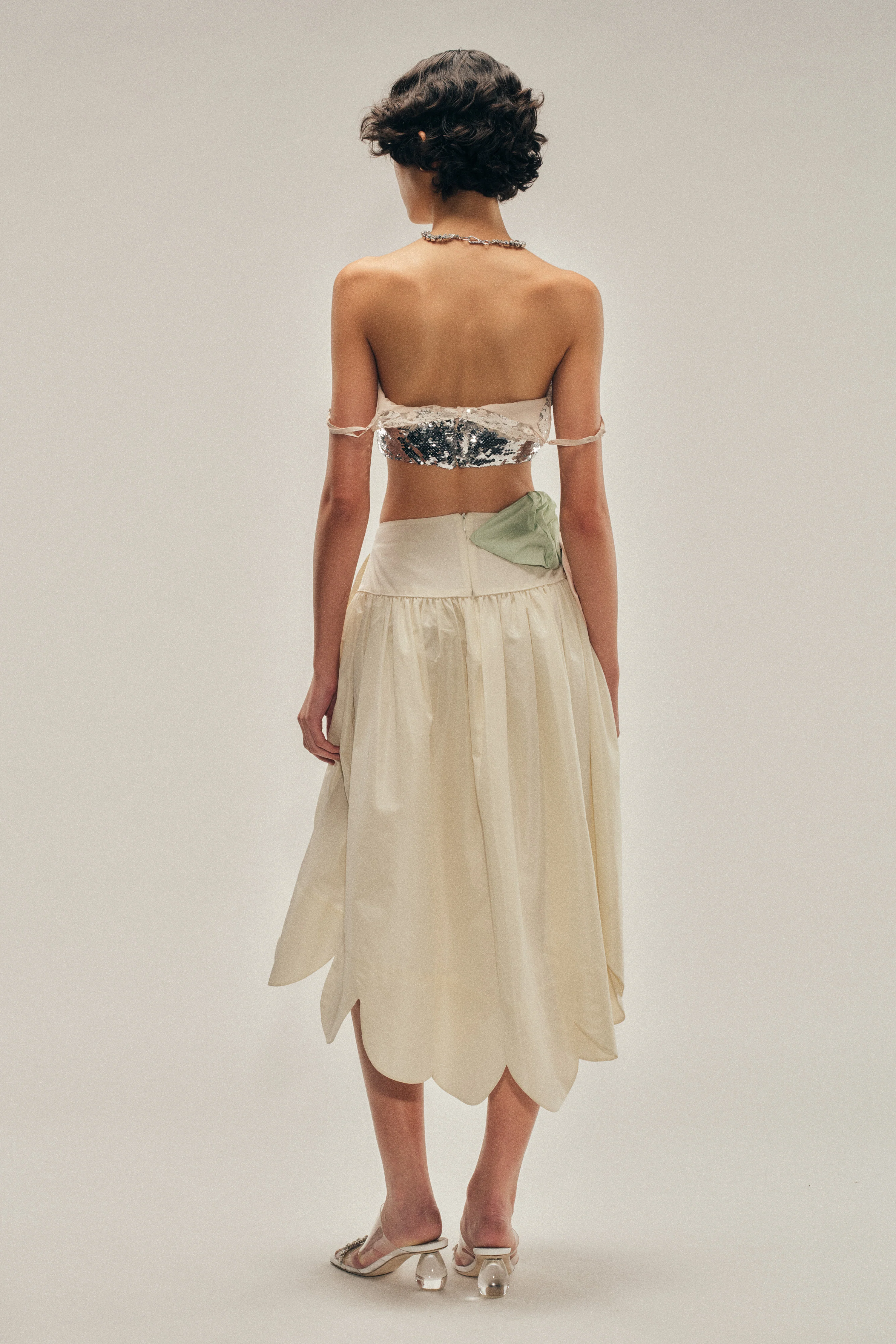 Pressed Rosette Petal Hem Basque Skirt - Image 3