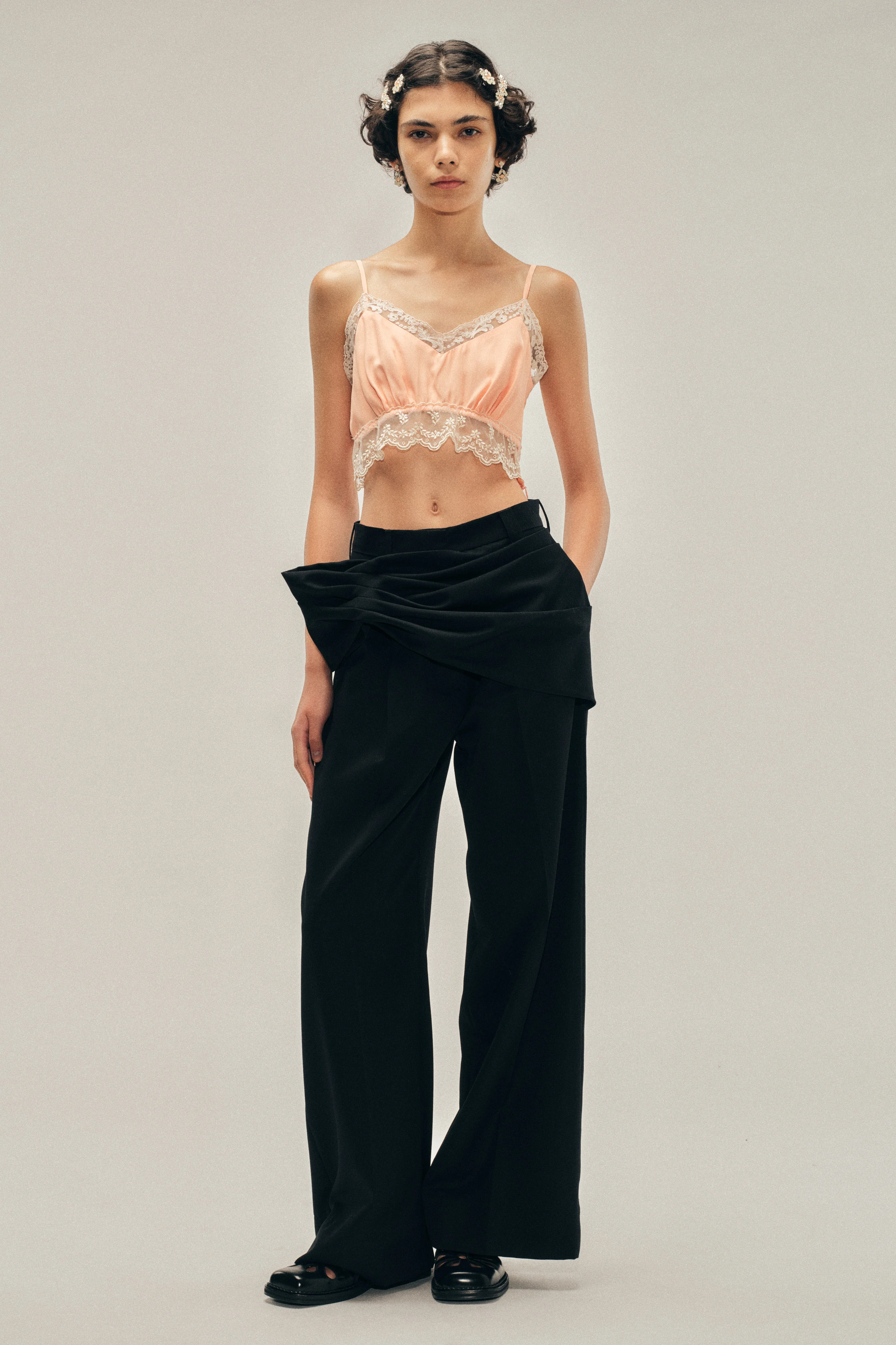 Gathered Flower Sash Trousers