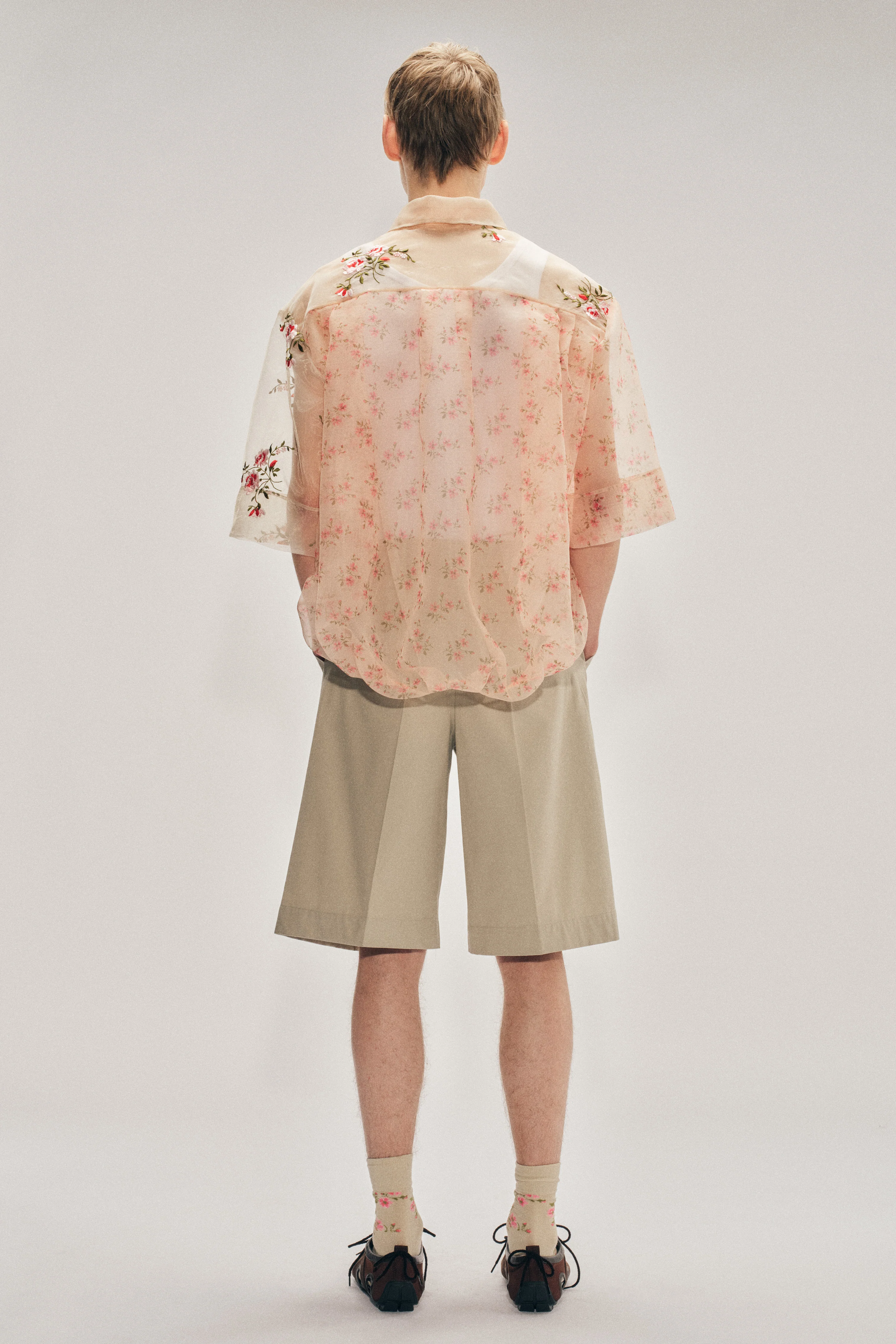 Sheer Patchwork Balloon Hem Shirt - Image 3