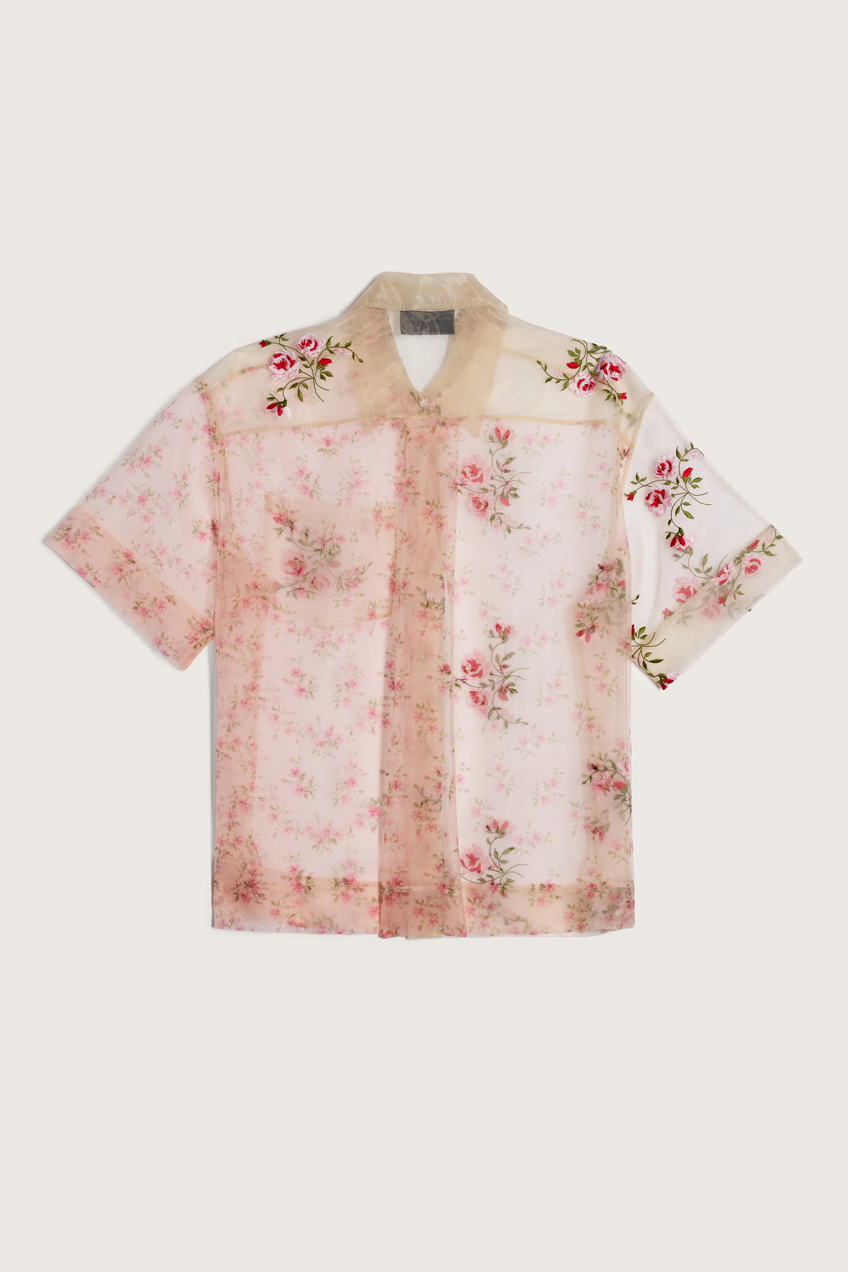Sheer Patchwork Boxy Shirt - Image 2