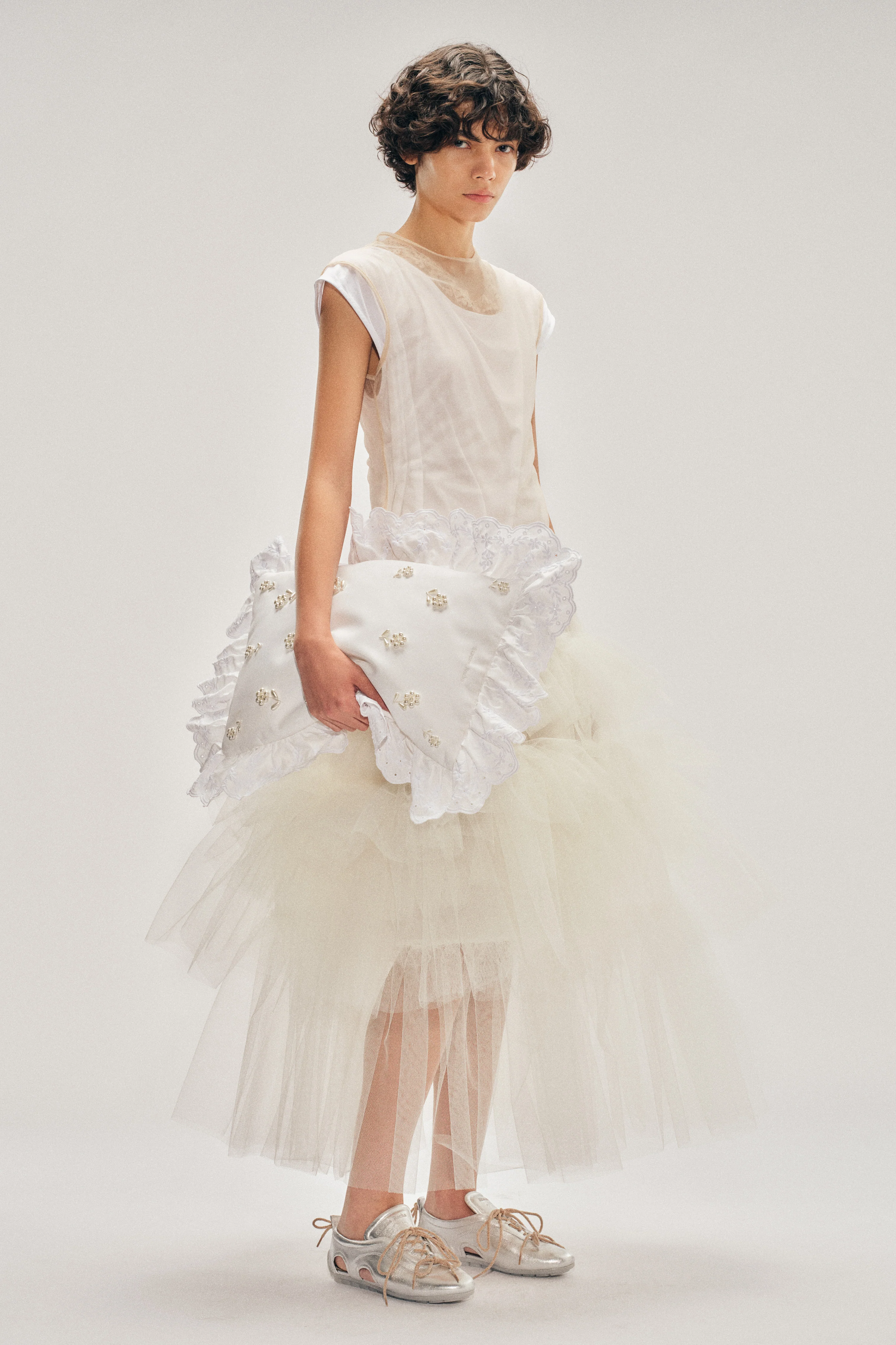 Layered Liquid Cap Sleeve Lace Trim T-Shirt - Image 3