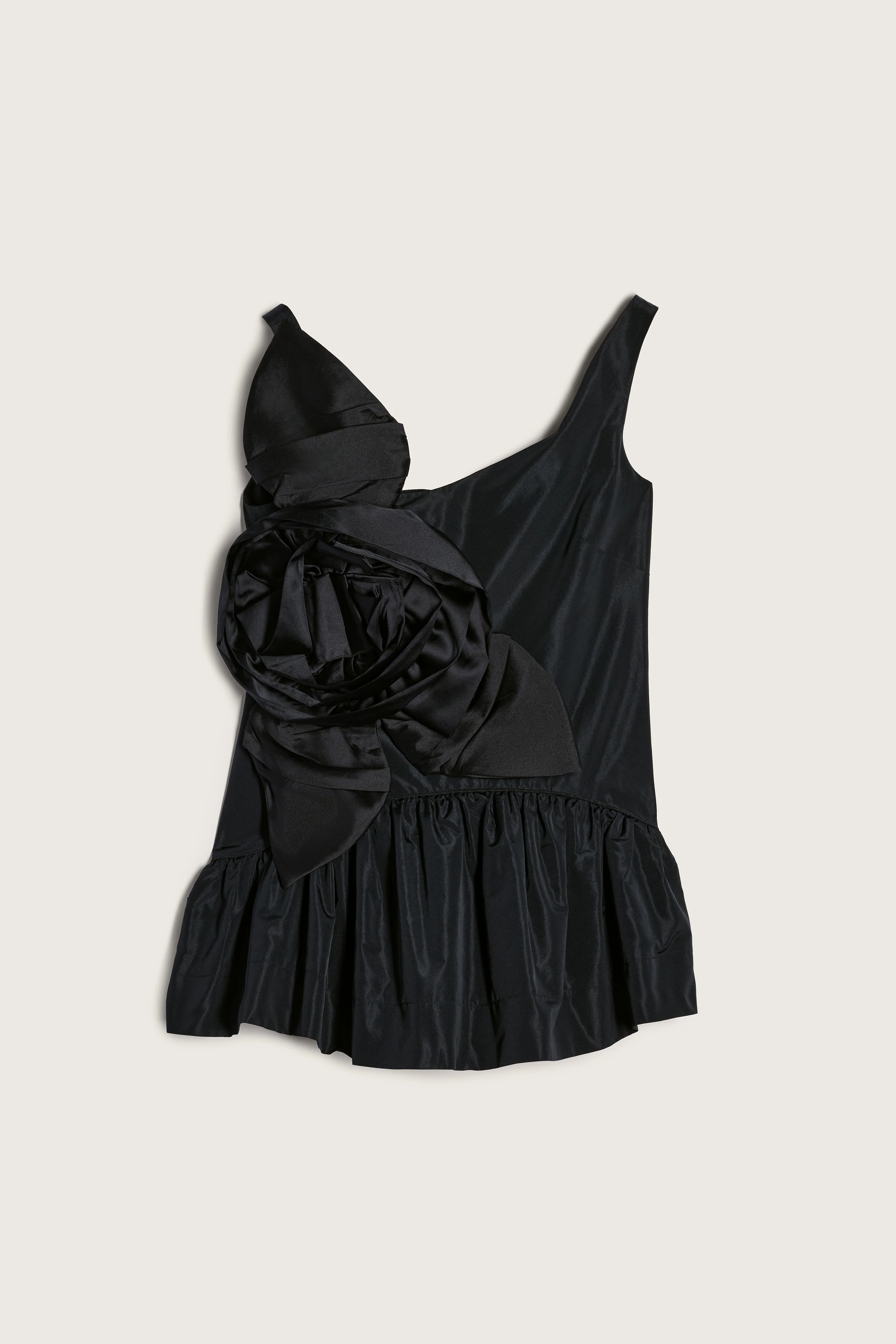 Pressed Rosette Tilted Neck Peplum Top