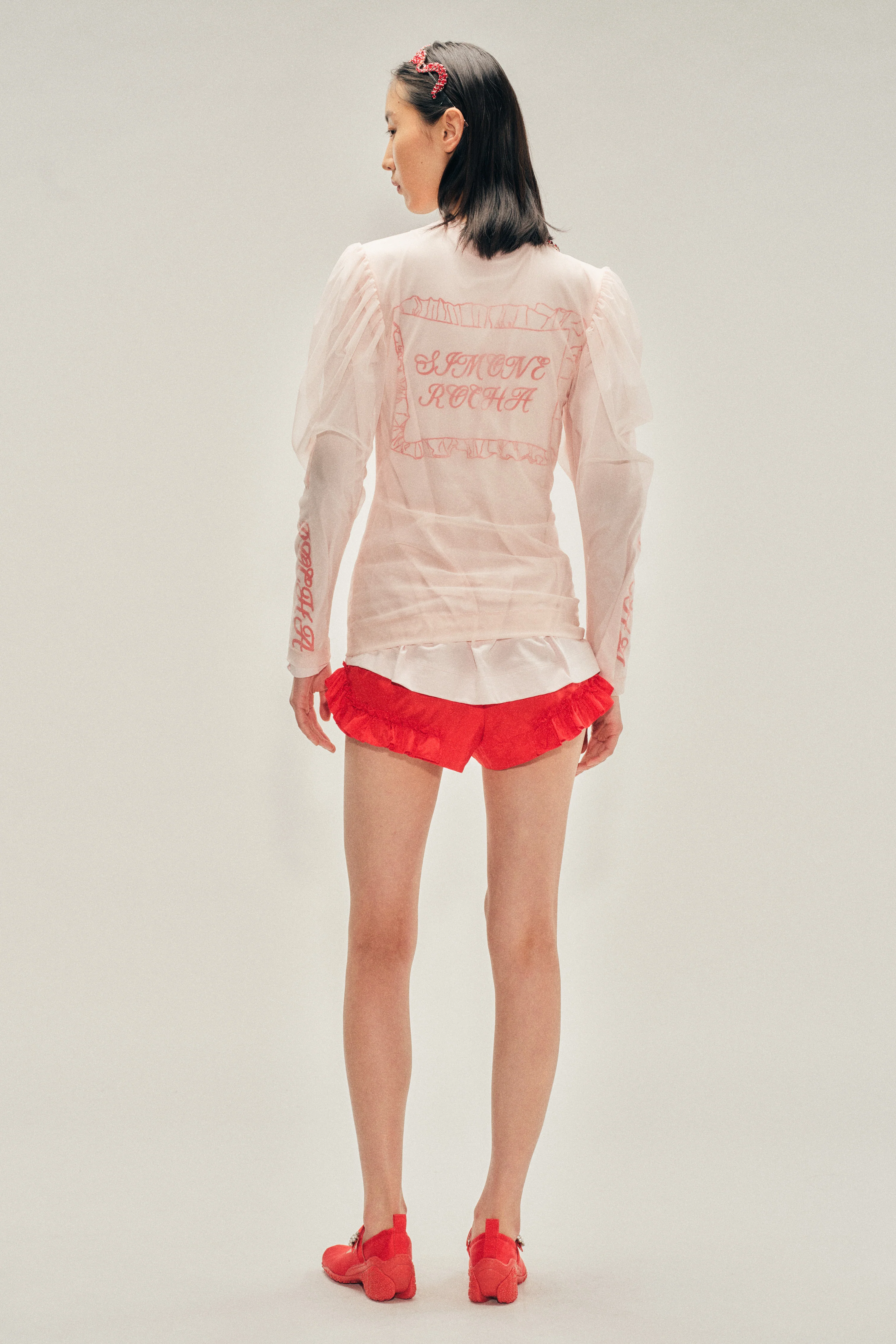 Embellished Sheer Draped Sleeve Top - Image 4