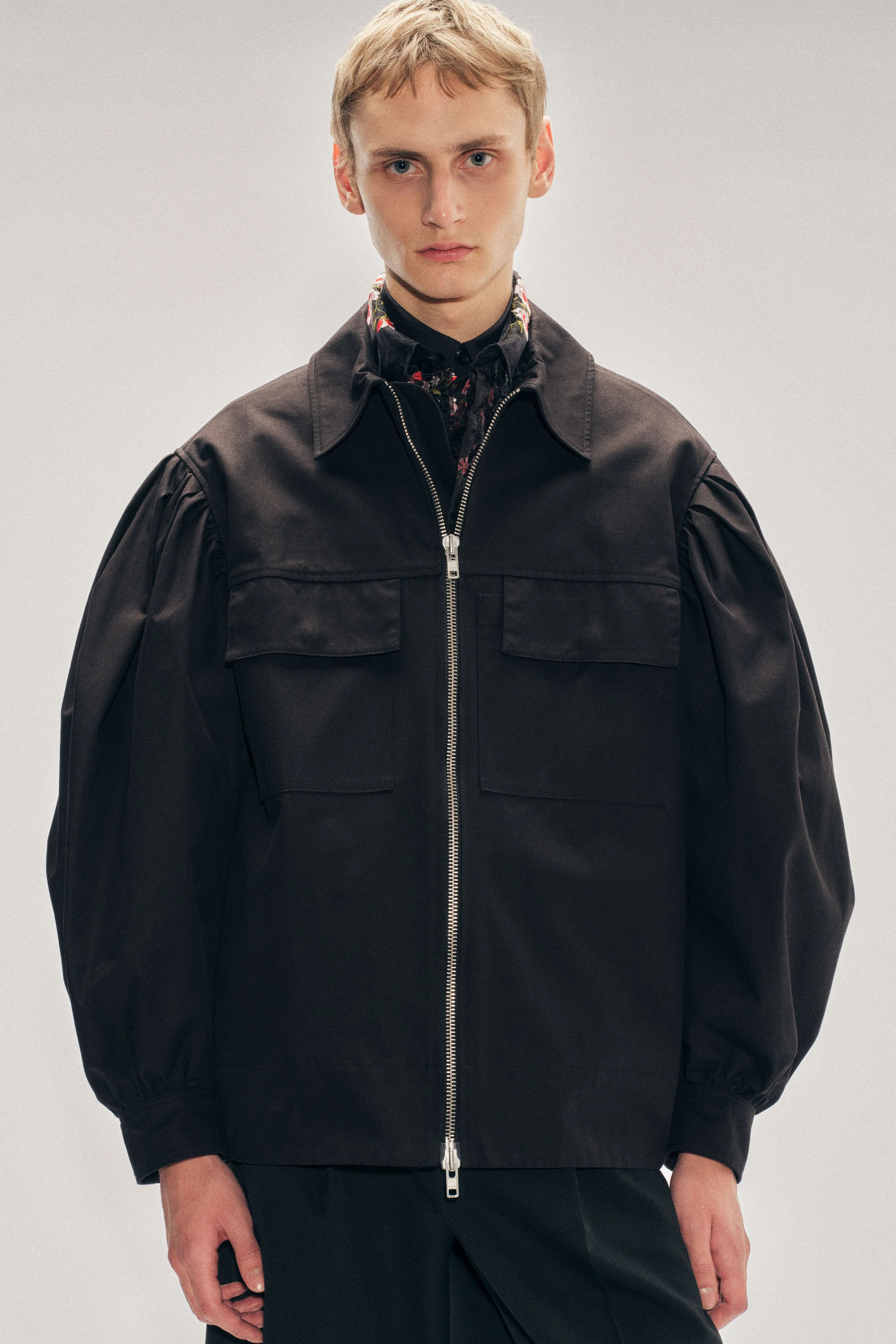 Puff Sleeve Utility Pen Pocket Jacket - Image 4