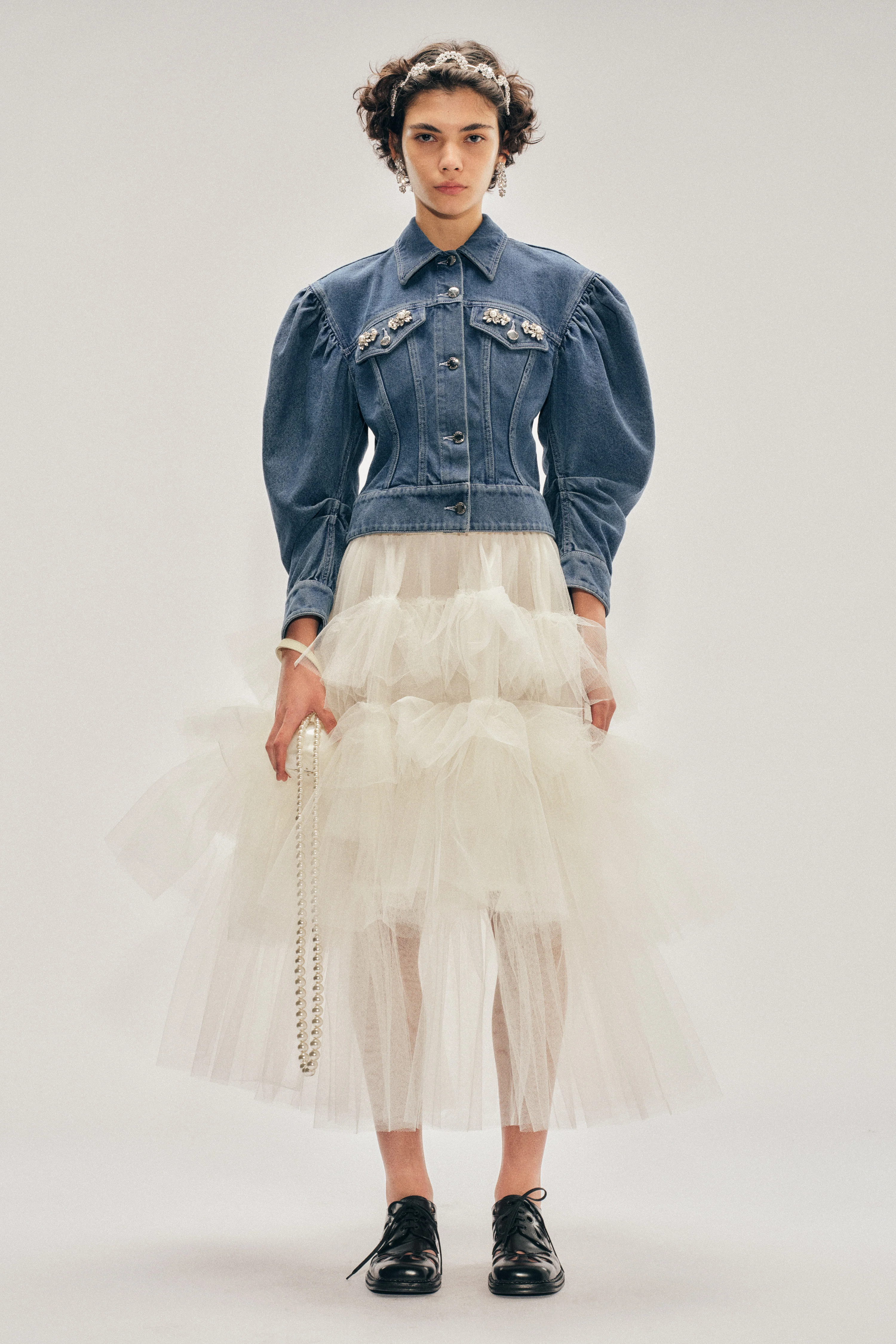 Embellished Sculpted Draped Sleeve Jacket - Image 2