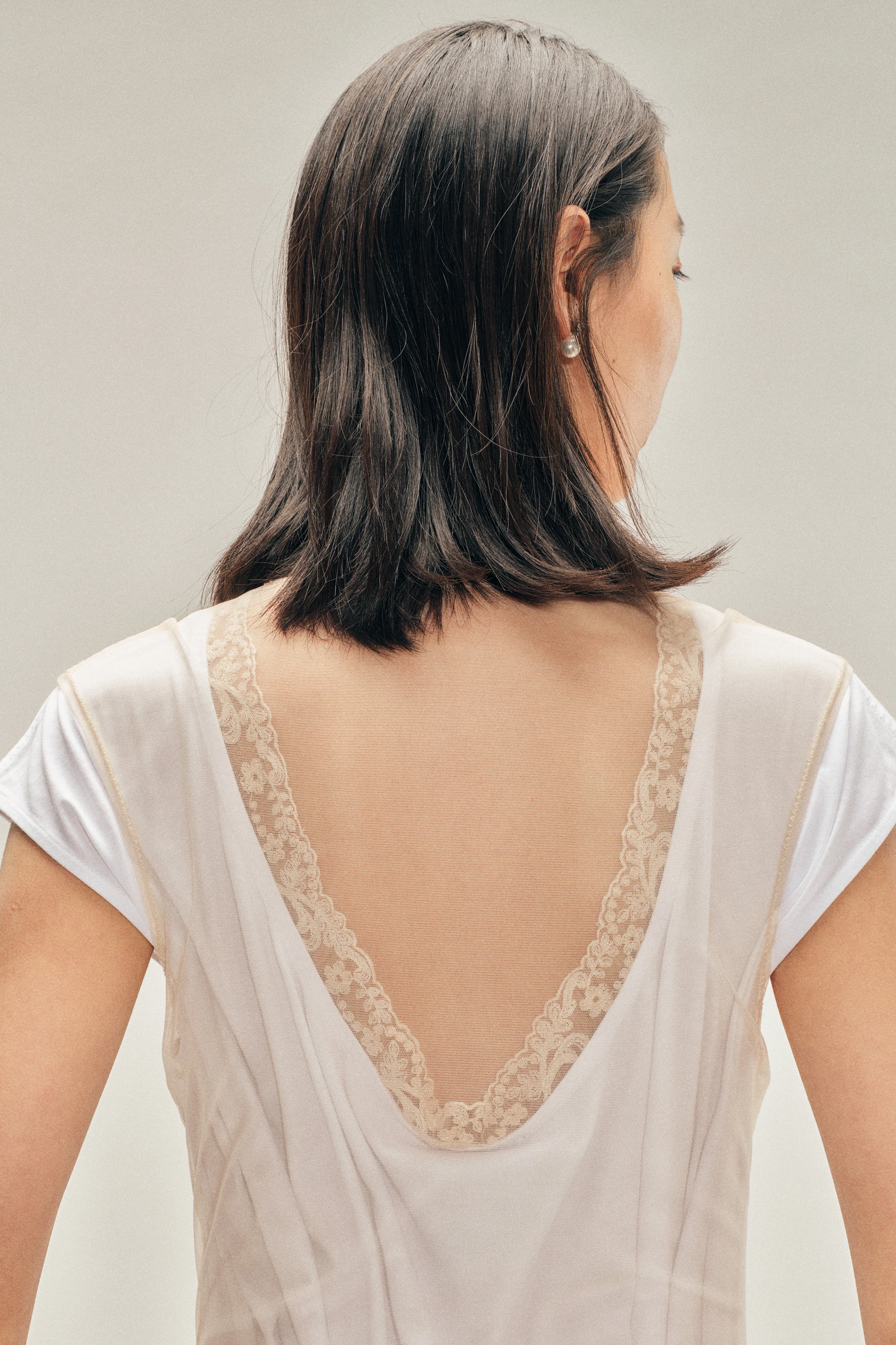 Layered Liquid Cap Sleeve Lace Trim Dress - Image 4