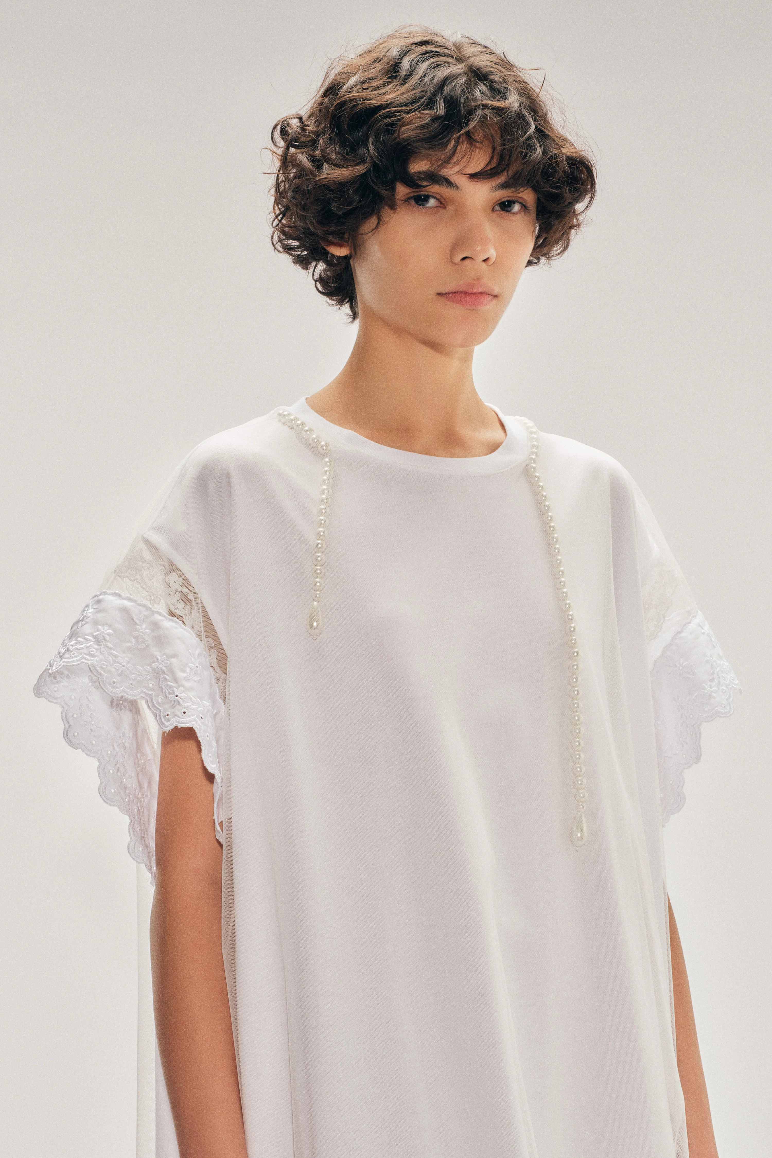 Beaded Layered Liquid Lace Trim Smock Dress - Image 4
