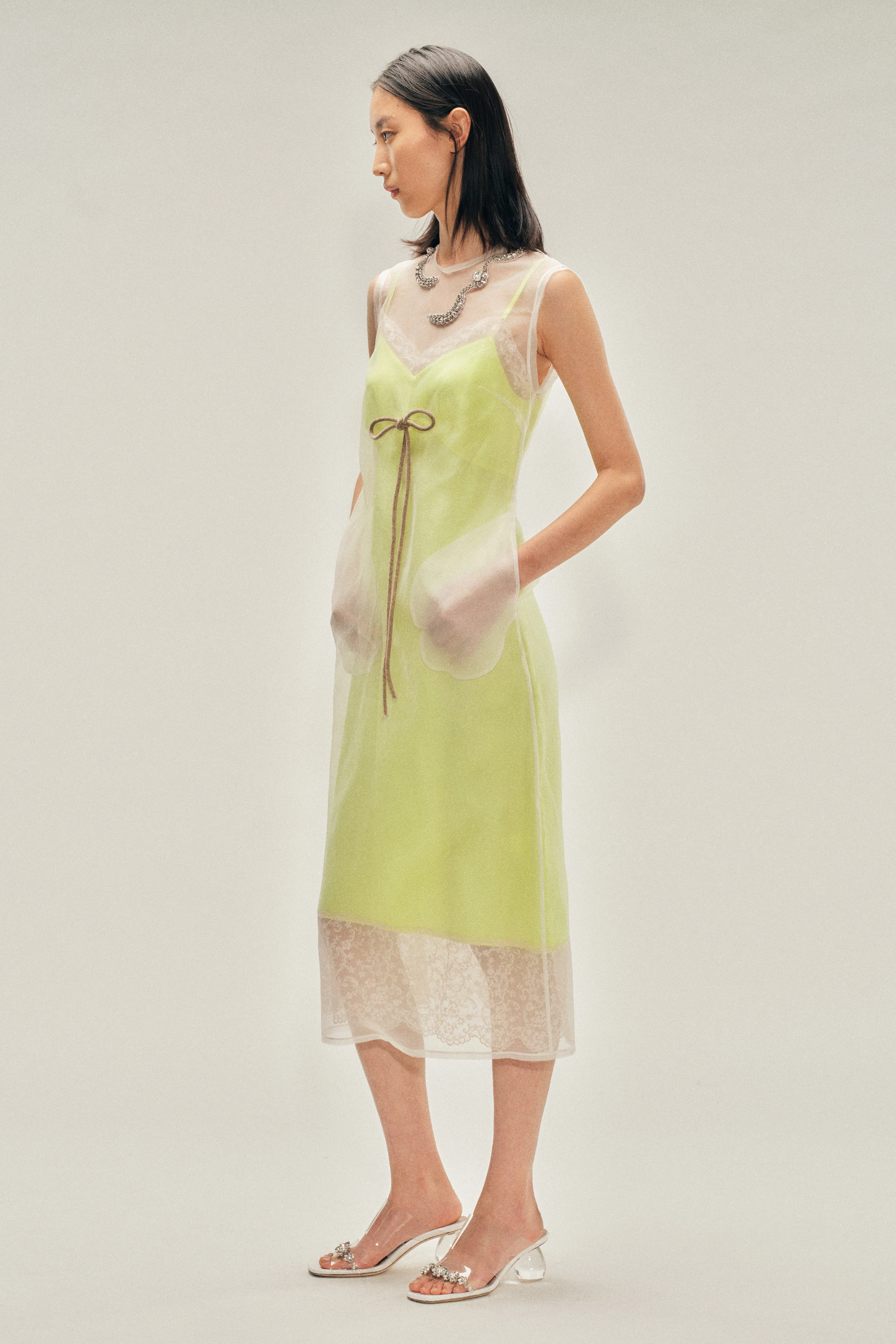 Embellished Sheer Frayed Contour Dart Dress - Image 2