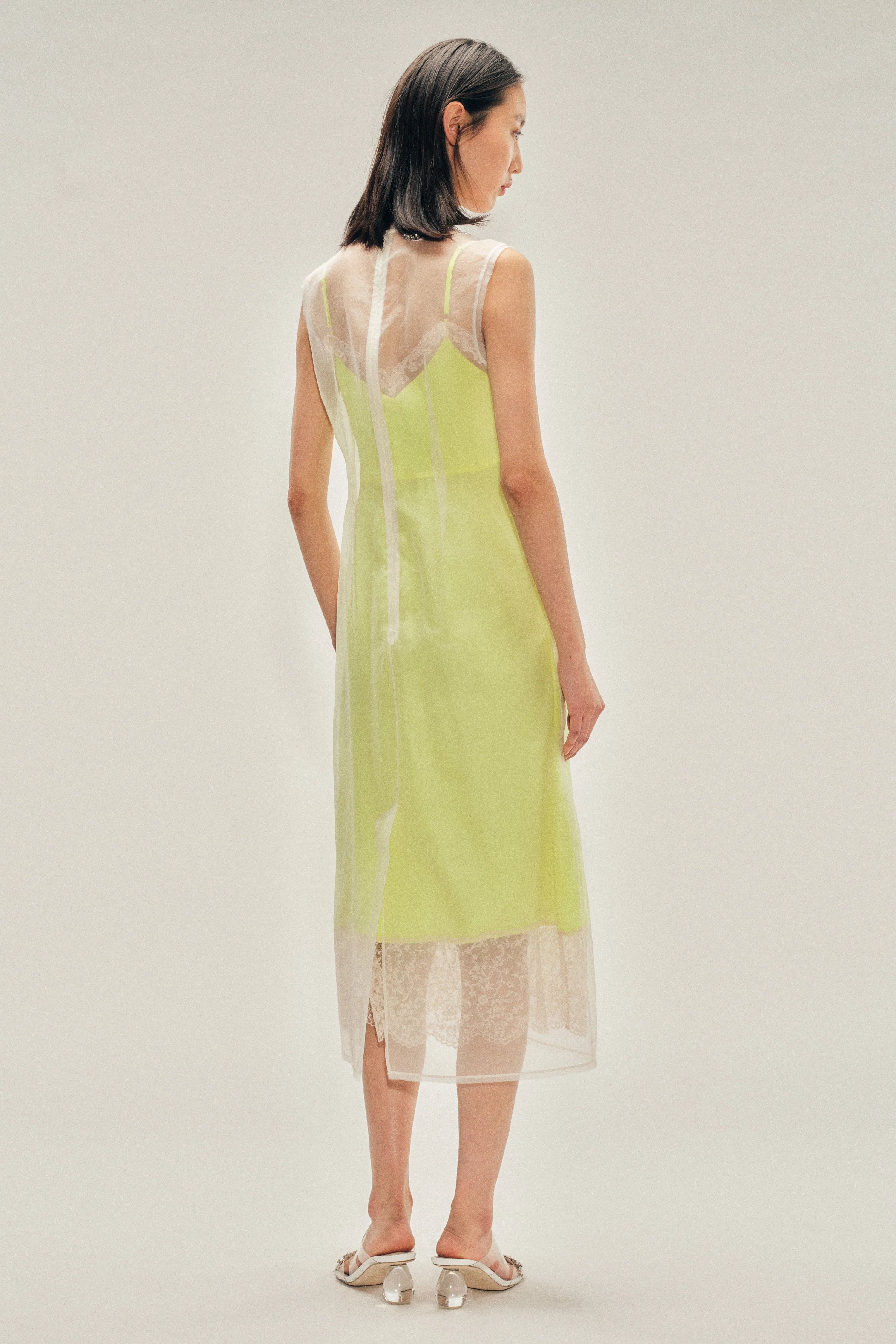 Embellished Sheer Frayed Contour Dart Dress - Image 3