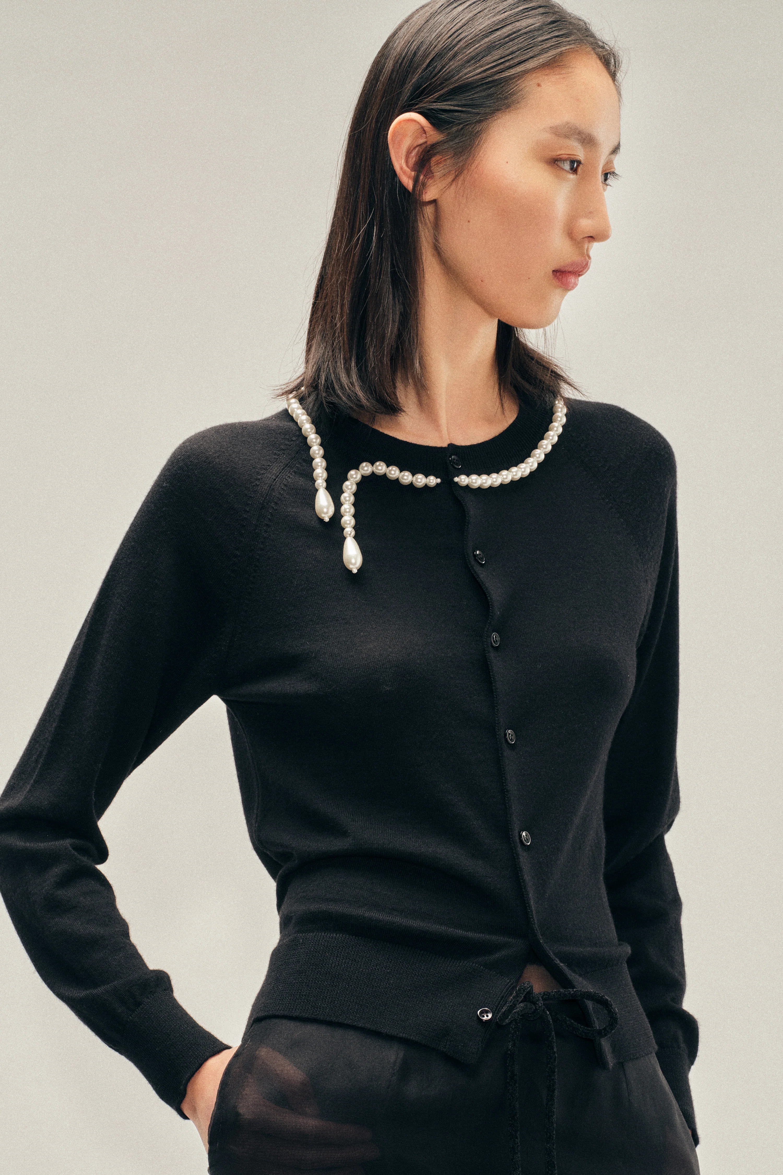 Beaded Classic Merino Silk Cardigan - Image 4