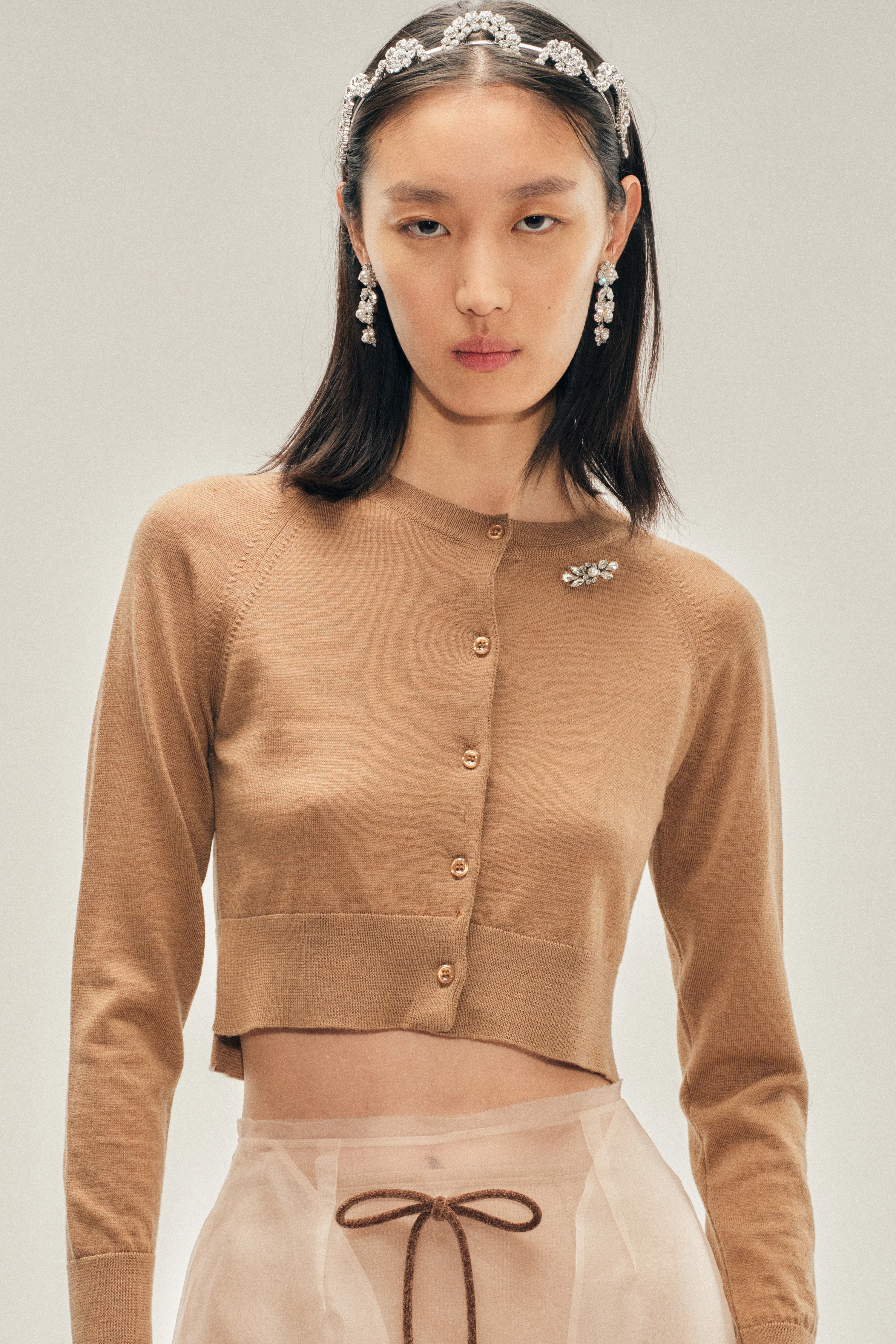 Embellished Cropped Merino Silk Cardigan - Image 2
