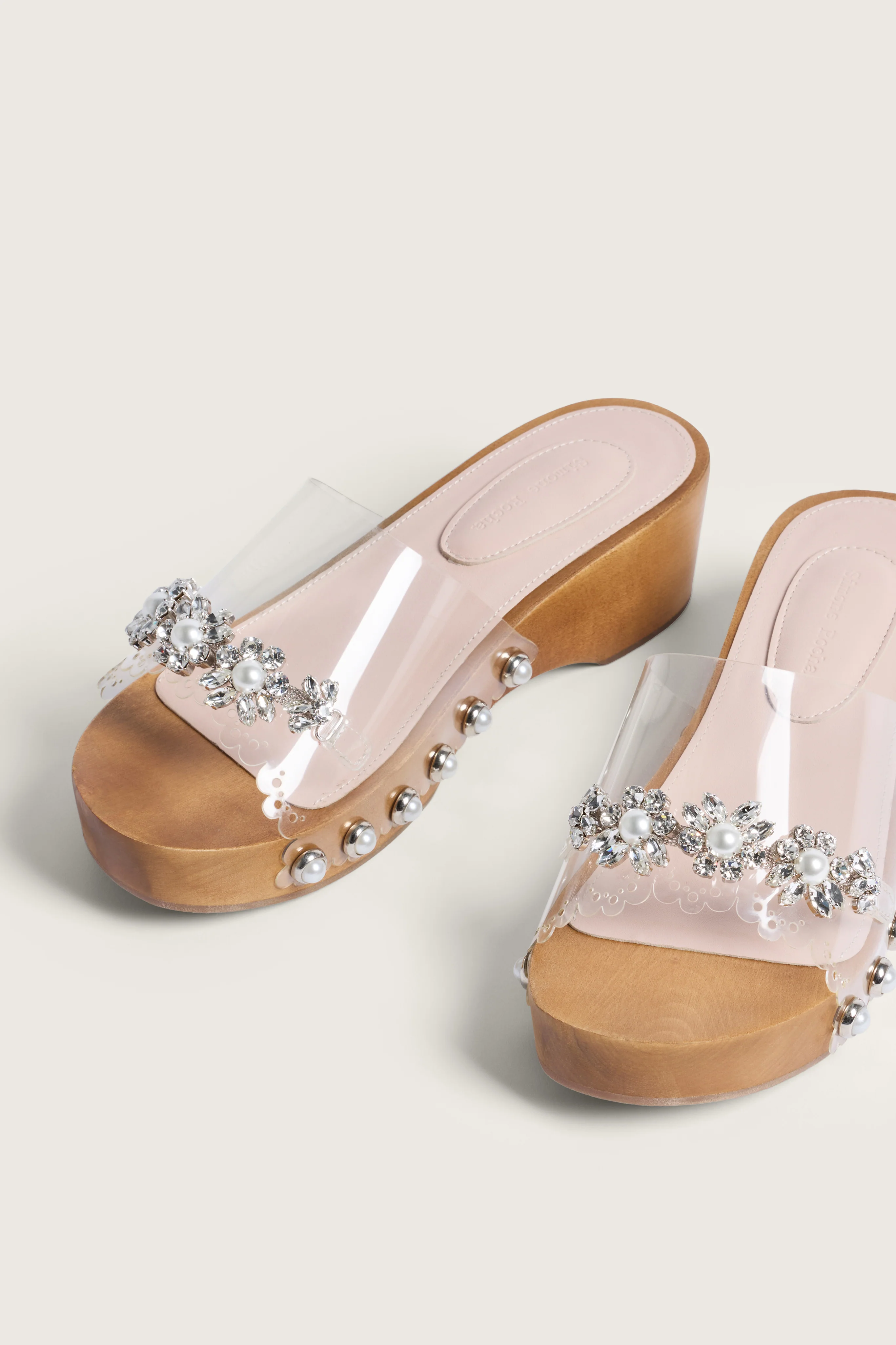 Embellished Scalloped Wooden Clog - Image 2
